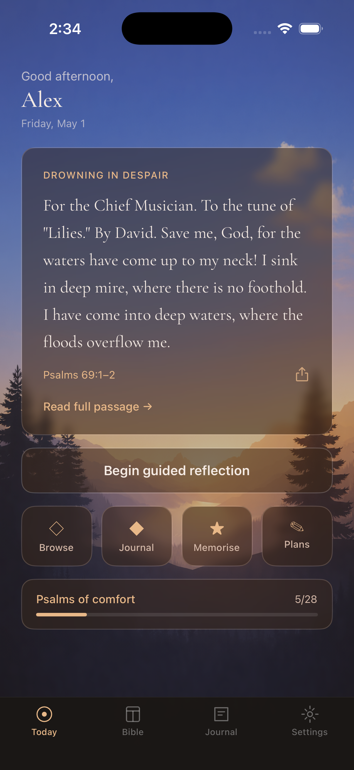 Vesper home — today's passage