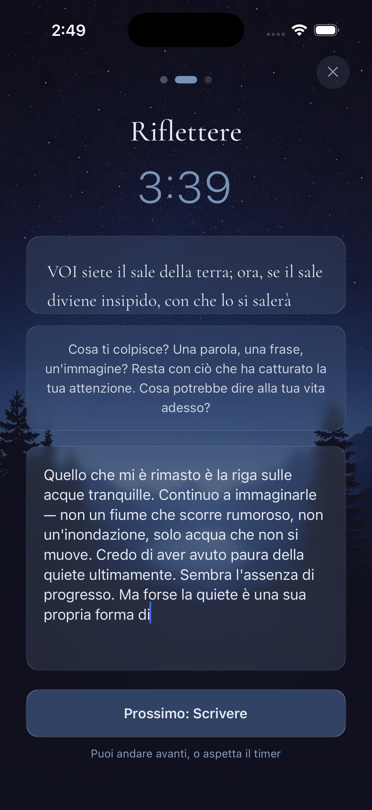Riflettere — un momento di quiete