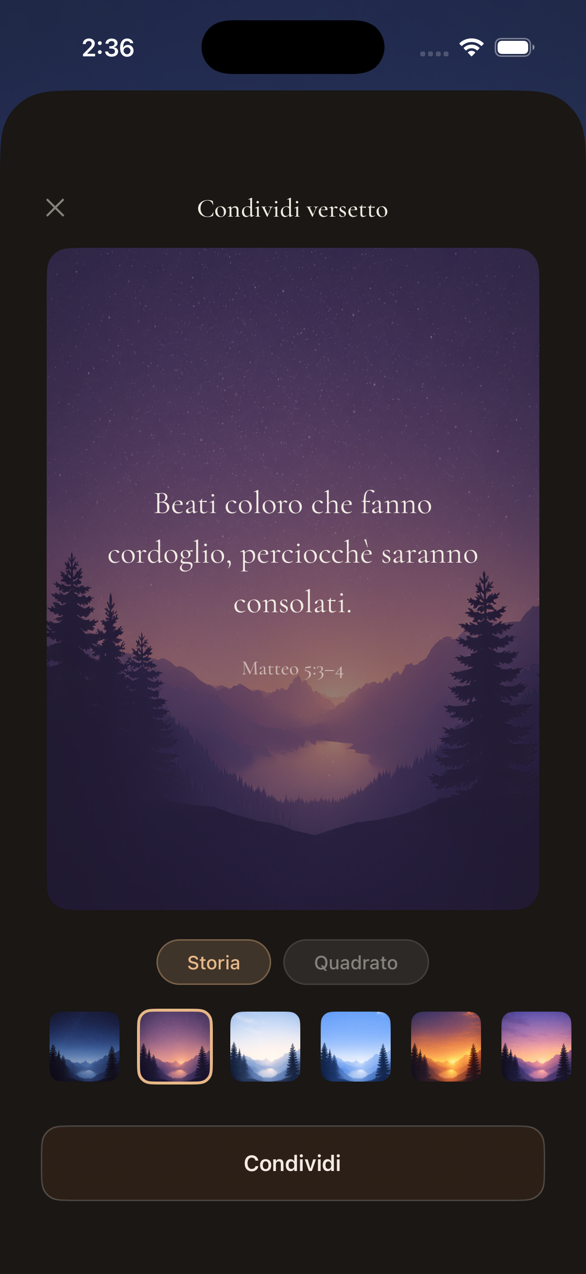 Condividi un versetto con il cielo dell'ora