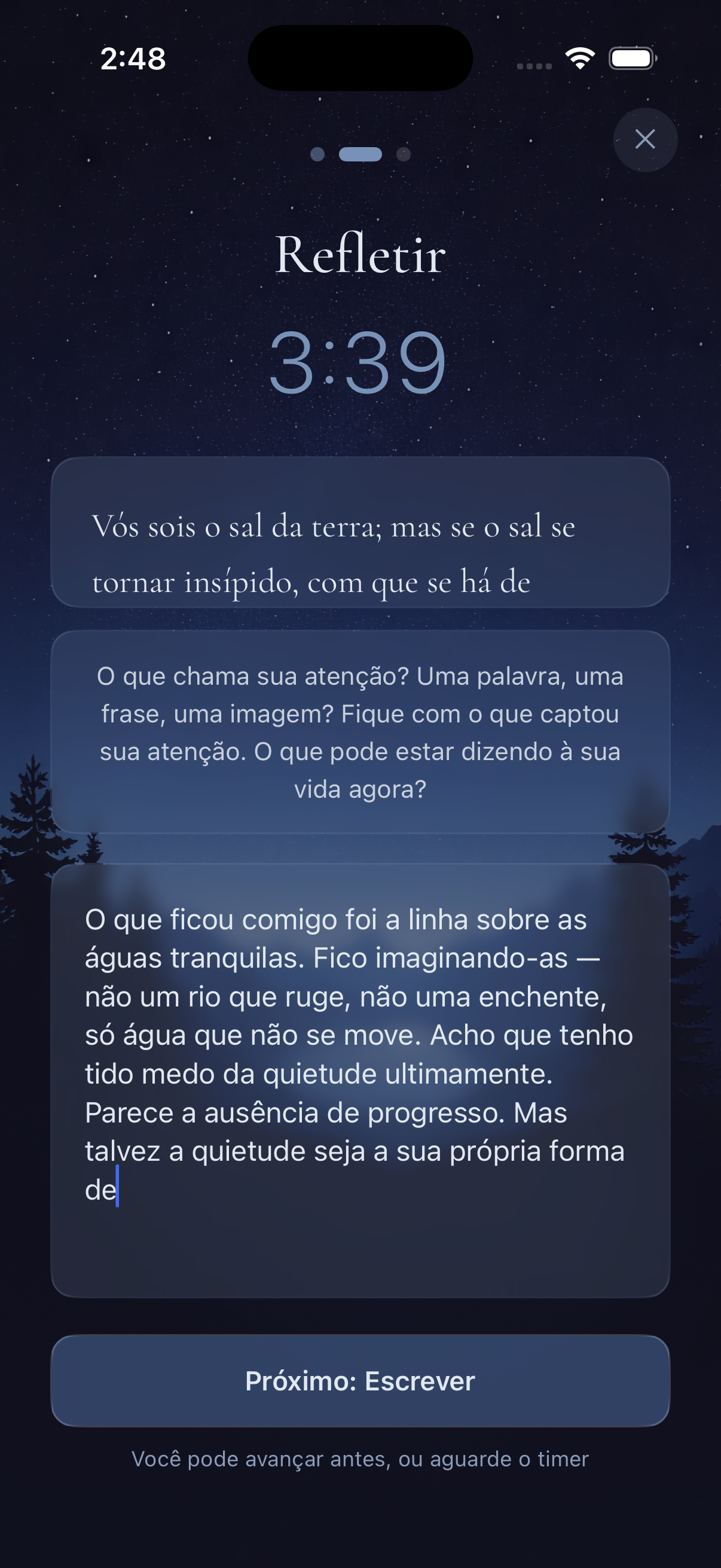 Refletir — um momento de quietude